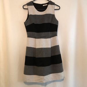 Black, white and grey wool dress